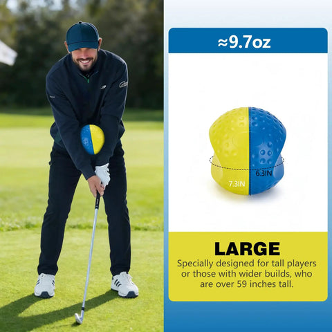 Golf Training Ball Clips Between Your Arms To Sync Arm And Body Motion, Improve Impact Accuracy, Fix Slices Scooping And Chicken Wings, Make Practice Efficient With This Easy Swing Trainer For Home Or Range, large size for tall players