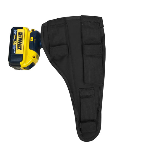 Aims Large Drill Holster for Left Handed Pros Handcrafted in the USA Made from 1000D Cordura Nylon with a drill inserted