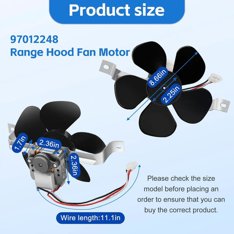Heavy Duty Beefy Range Hood Motor Replacement For 97012248 Two Speed 120V CCW Rotation 7 Inch Blade Pigtail Fits Broan And Nutone