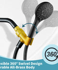 All Metal Handheld Shower Head Holder With Adjustable Shower Arm Mount 360 Degree Rotatable Brass Ball Joint Hose Connector Universal Wall Hook Bracket Matte Black Finish Built For No Fuss Daily Use brass 360° swivel on black shower arm