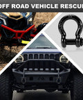 Beefy Half Inch D Ring Shackles With Nine Sixteenth Inch Screw Pins 26,400 LB Break Strength on ATV and Jeep Bumpers