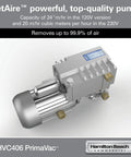 JetAire pump for Built Tough Commercial Chamber Vacuum Sealer with 24 m3/hr capacity and stainless steel design.