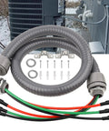 Half Inch Power Whips Assembly 4 Ft Nonmetallic Liquid Tight Flexible Conduit Kit With 3 Conductors 10 Gauge THHN Electrical Wires For A C Hook Up Quick Connect Design Antioxidant PVC Weatherproof Wiring