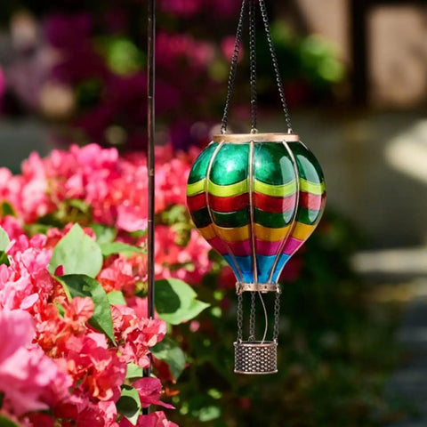 Valentines Day Outdoor Lantern Solar Powered Hot Air Balloon Lights For Garden And Yard Hanging Flickering Flame Led Decor