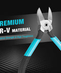 5 Inch Pro Grade Wire Cutter With CNC Machined Edges And CR V Thickened Flush Cutter close-up showing CR-V steel material