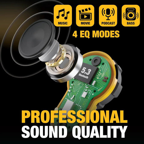 Jobsite Pro X2 True Wireless Earbuds With Active Noise Canceling, Glove Friendly Dial Control, 40 Plus Hour Battery, IP54 Water Resistant