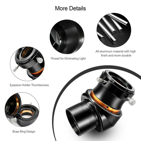 2 Inch Diagonal 45 Degree Erect-Image Prism For Telescope With BAK4 Prism And Anti-Reflective Coating details and accessories
