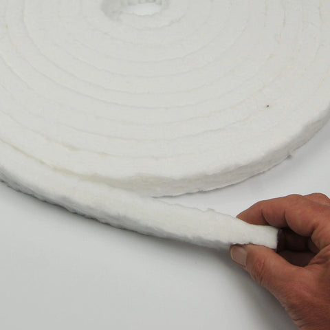 White ceramic fiber blanket strip roll, 1 in by 1/2 in by 300 in, high-temperature gasket for stoves and furnaces