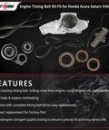 Timing Belt Kit With Water Pump Drop-In Ready Direct Fit For Honda Accord components laid out on dark background