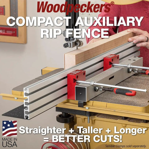 Rock Solid 36 Inch Auxiliary Rip Fence For Table Saw Job Site Extension featuring aluminum track and dual clamps for precise cuts.