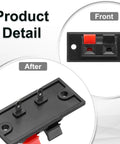 Front and back view of 2 Way Spring Terminal Clip Push Release Connector Plate Jack Socket for Speaker Terminal Block kit
