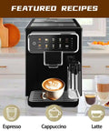 Top Shelf Fully Automatic Espresso Machine With Built In Grinder One Touch Cappuccino Latte Americano Self Cleaning No Drama Quick Grind Go To Coffee Station featuring cappuccino and espresso cups.