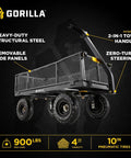 Heavy-Duty Steel Utility Cart With 4 Cu Ft Bed And 900 LB Load Capacity, Black Towable Hauling Wagon With Removable Side Panels