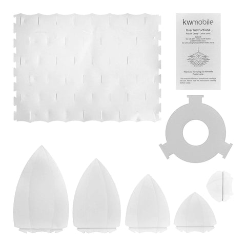 Dope Puzzle Pendant Lamp Shade Lotus Flower DIY Jigsaw Kit For Hanging Ceiling Light Or Floor Lamp White 20 Inch Diameter