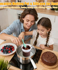 Mother and daughter using Go To Silicone Chocolate Melting Cup Set With 4 Measuring Cups 250ml And 350ml And 4 Heat Resistant Jar Spatulas