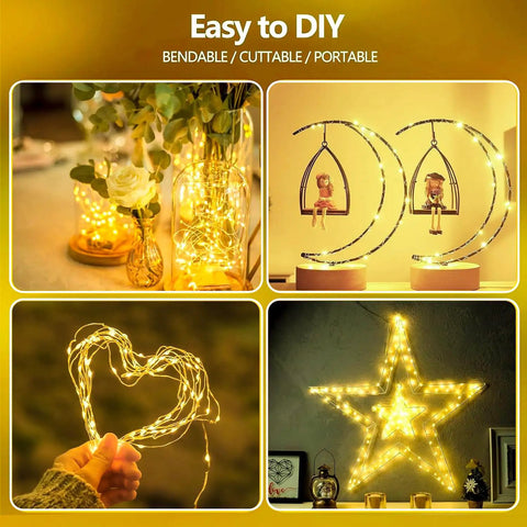Battery Operated Fairy Lights With Timer Waterproof 16 Foot 50 LED String Lights Indoor Outdoor Lit Easy To Install