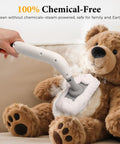 Handheld Steam Cleaner All In One Kit Crushes Tough Stains Fast using steam on a stuffed bear for deep clean, eco-friendly fabric care.