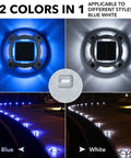 Solar Driveway Lights Outdoor 12 Pack With Dual Color Modes Blue Light And Cool White Waterproof LED Marker Lights for paths