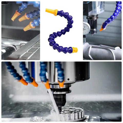 Heavy Duty Flexible Coolant Hose For Machine Shops with swivel ends, 60cm, flexible tubing for lathes, mills, and drill presses.