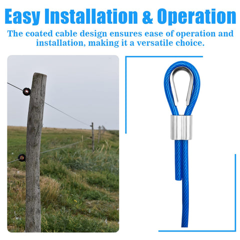 Stainless Steel Wire Rope Cable For Outdoor String Lights 3/16 Inch Vinyl Coated Weatherproof with Easy Installation