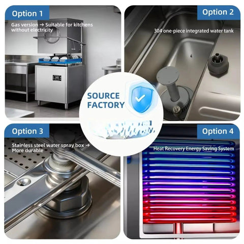 Pro No Frills Heavy Duty Commercial Dishwasher Freestanding Electric Hood Type Workhorse Stainless Steel Build designed for kitchens.