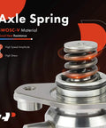 Close-up of SWOSC-V axle spring with metal coil, showcasing high speed amplitude and heat resistance capability.