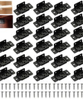 2 In 1 Locking Corner Brackets For Cabinets Tables And Chairs, Heavy Duty Stainless Steel, Quick Fitting L Shape Joint Braces With Screws, Rock Solid Interlocking Design, Black Finish, 27 Piece Furniture Repair Kit