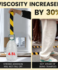 Built Tough Industrial Caution Tape For Warehouse Floors That Crush Resists Forklifts And Waterproof Construction While Delivering Long Haul Safety Strips For Factories And Parking Lots Daily, 6 mil tape securing 4.5L bottle.