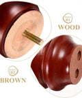 Four Pack Wooden Furniture Feet for Cabinets and Sofas showing wood material and brown finish close-up