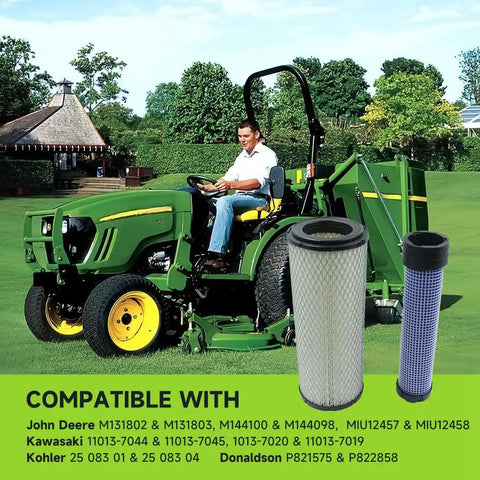 Beefed Up Heavy Duty Air Filter Kit For Lawn Mowers And Garden Tractors M131802 And M131803 Fits Kawasaki John Deere Kohler Exmark Scag Gravely Grasshopper P821575 P822858 2508301 2508304