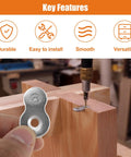 Figure Eight Desk Fasteners With Screws Heavy Duty 12 Gauge Steel Tabletop Connectors shown in use on wood surface.