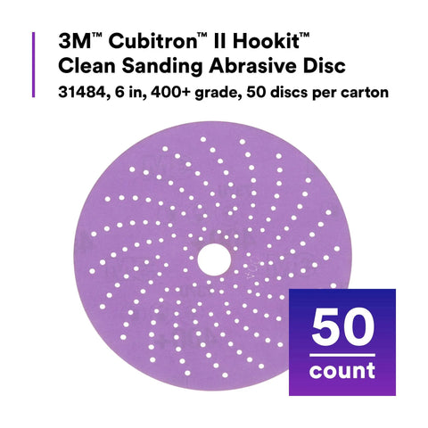 Cubitron II Hookit Clean Ceramic Sanding Disc 6 Inch 400 Plus Grit Long Lasting Pro Grade Sanding For E Coat And Primer Multi Hole Pattern 50 Discs Per Carton