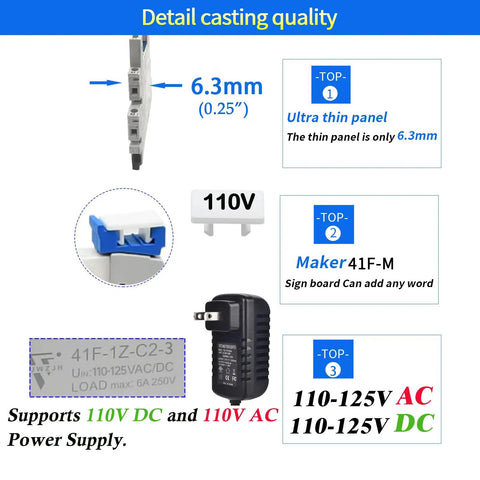 Heavy Duty Pro Grade Electromechanical Relay Pack Of 10 110V 120V AC DC HF41F 60 ZS 1NO 1NC 6 Amp SPDT with LED Indicator