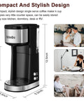 Single Serve K Cup Coffee Maker With 14 Oz Removable Water Reservoir Fast Brew Self Cleaning Function Compact Black Coffee Machine