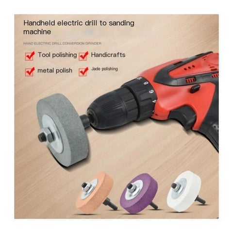 Heavy Duty 70MM Grinding Wheel With 10mm Bore For Smooth Metal Surface Finishing And Polishing Projects Made Tough For Pro Tools and DIY Grinders mounted on drill.