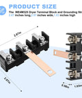 Heavy Duty Dryer Terminal Block With Grounding Strap WE4M325 Replacement Part dimensions and design