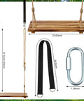 Two Pack Wood Swing Seats Carbonized Hanging Tree Swing Set With Adjustable Rope For Indoor Outdoor Use Waterproof