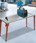 Heavy Duty Portable Welding Table With Folding Legs And Carry Handle Height Adjustable Steel Work Bench Holds 1000 Lbs, 46x18 inches.