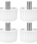 Smooth Operator Fridge Leveling Feet Polyurethane Round Foot Pads Set of four white pads with metal screws for stabilization.