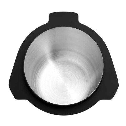 Top view of 53.3mm Portafilter Dosing Cup in 304 stainless steel with matte black nonstick finish for 54mm Breville and Sage machines.