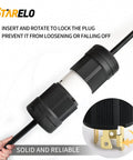 Locking NEMA L14-30P Generator Plug For 30A 125/250V 3 Pole 4 Wire Grounding Industrial Grade UL Listed adjustable rear cord clamp in use