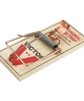 Top Tier Reusable Wooden Snap Mouse Traps 12 Pack Heavy Duty Rodent Control For Indoor Spaces That Catches Mice Quick And Saves Your Pad From Nightly Rats With Absolutely Zero Drama - close-up of mouse trap with metal hinge.