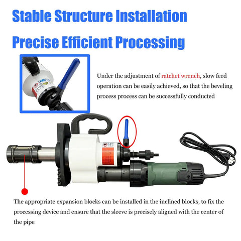 Job Site Ready Electric Pipe Beveler For Straight Shooting Weld Prep With No Sweat 0 30 375 Degree Chamfer Settings showing stable structure and processing details.