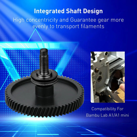 Upgrade Hardened Steel Extruder Gear Assembly with integrated shaft design for A1 Mini 3D Printer, compatible with Bambu Lab models
