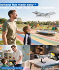 Family enjoys flying Private Jet Style RC Plane With 3CH Remote 6 Axis Gyro Ready To Fly EPP Foam Toy at a park.
