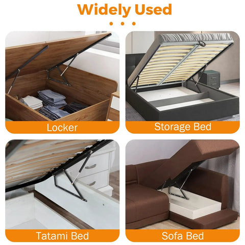 Heavy Duty 4.6 Ft Storage Bed Lift Mechanism Featuring Dang Tough Steel Build And Legit 286 To 319 Lbs Beast Mode Load Capacity for versatile storage solutions in lockers and beds.