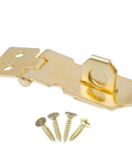 Badass Secure Polished Brass Steel Hasp Set With Slick Padlock Latch For Antique And Modern Furniture Cabinet Doors Trunk Chest Box Hardware Kits Including All Mounting Screws Damn Fine Craftsmanship with screws included.