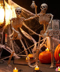 Two Pack 24 Inch Full Body Poseable Skeletons With Locking Joints For Halloween Indoor Outdoor Decor White Plastic Skeleton Props