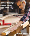 Man using a 90 degree corner clamp on a woodworking project, showing Set Of 8 90 Degree Corner Clamps For Woodworking in use.