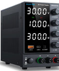 Pro Grade DC Bench Power Supply 0 To 30V 0 To 10A with coarse and fine encoder knobs, USB Type C, OCP protection, four-digit display